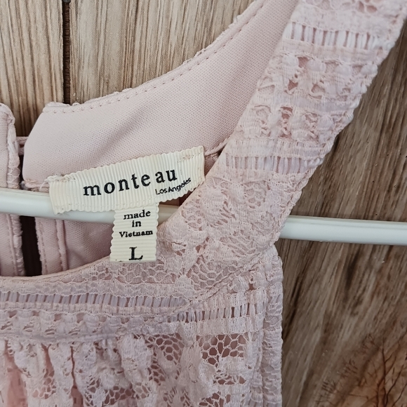 Monteau Los Angeles Lace Overlay Top Size Large - Picture 6 of 9